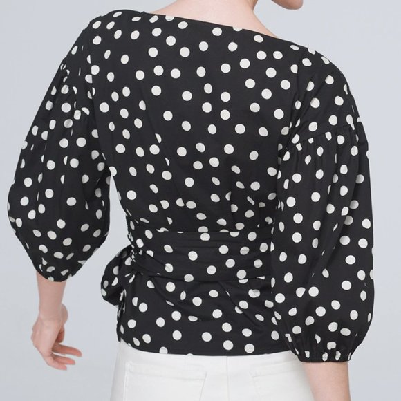 NEW WHBM Polka Dot Wrap Blouse XS - Picture 2 of 7